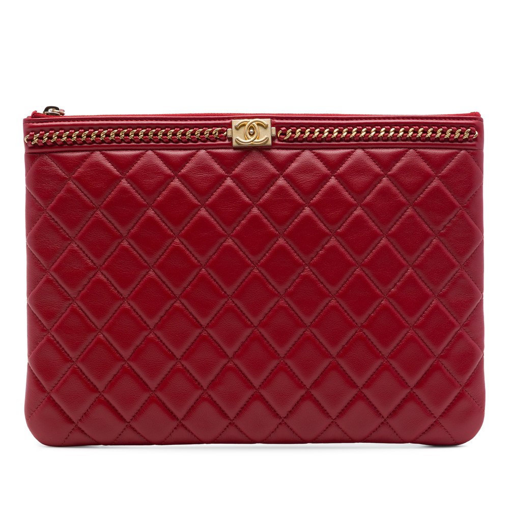 Pre-Loved Chanel Medium Quilted Lambskin Chain Boy O Case Clutch